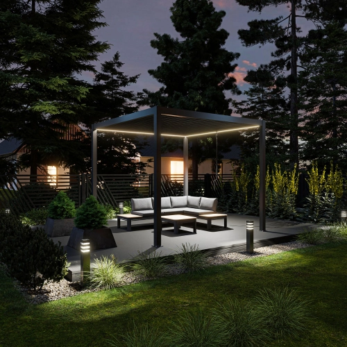 Pergola ogrodowa tarasowa aluminiowa NORDVIC Skyline LED Light 3 x 3 m Antracyt